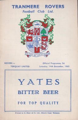 Tranmere Rovers v Torquay United Match Programme 1963-12-14